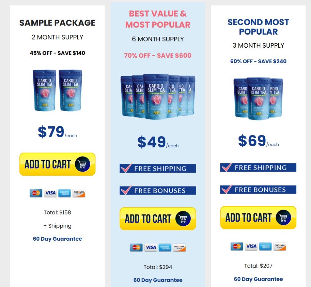 Cardio slim tea promotions price